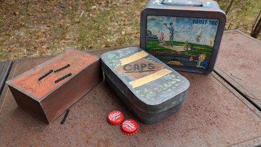 Wastelander Props Papercraft Files | Vault Tec Lunchbox, Bobby Pin Box, Caps Stash