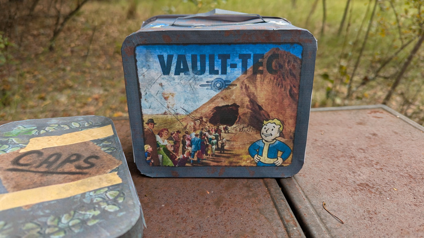 Wastelander Props Papercraft Files | Vault Tec Lunchbox, Bobby Pin Box, Caps Stash