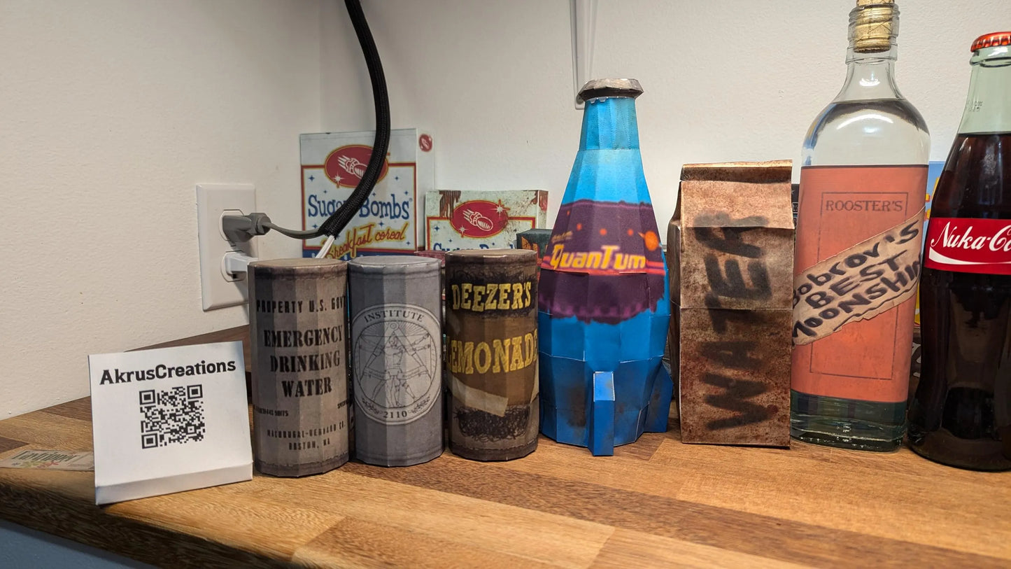 Complete Wasteland Drink Papercraft and Label Bundle (Every Drink)