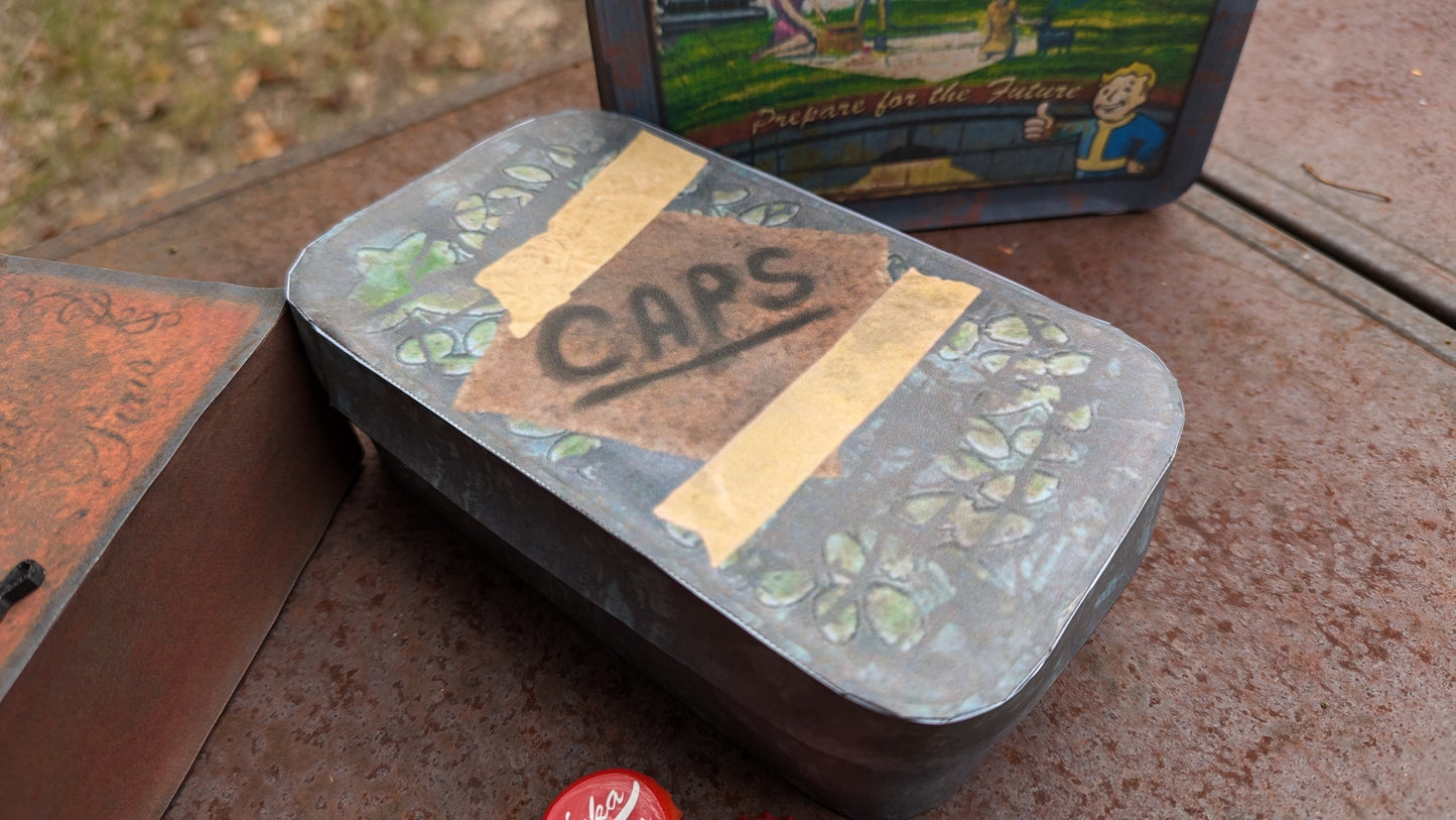 Wastelander Props Papercraft Files | Vault Tec Lunchbox, Bobby Pin Box, Caps Stash