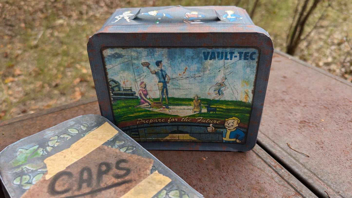 Wastelander Props Papercraft Files | Vault Tec Lunchbox, Bobby Pin Box, Caps Stash