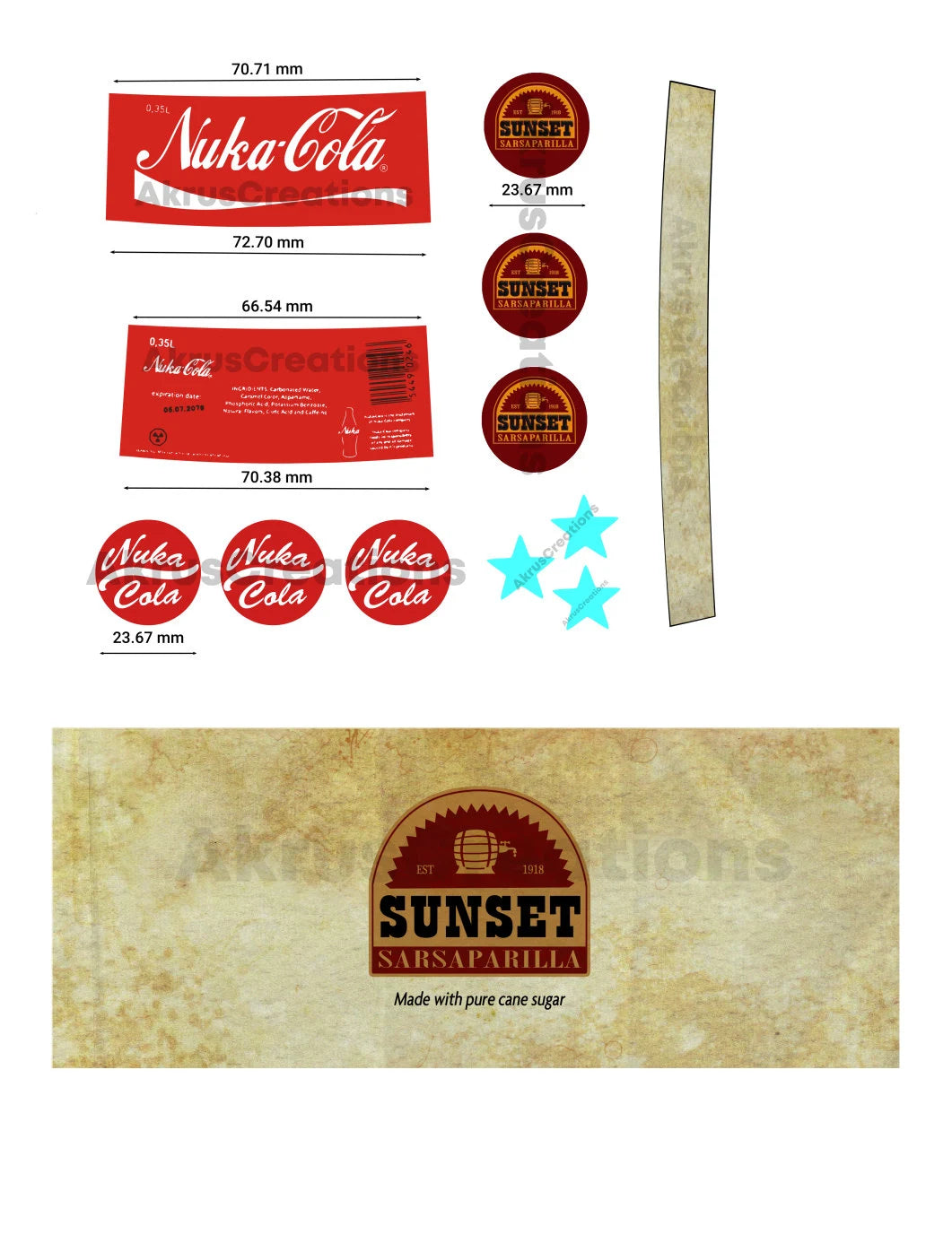 Nuka Cola & Sunset Sarsaparilla Sticker Print File